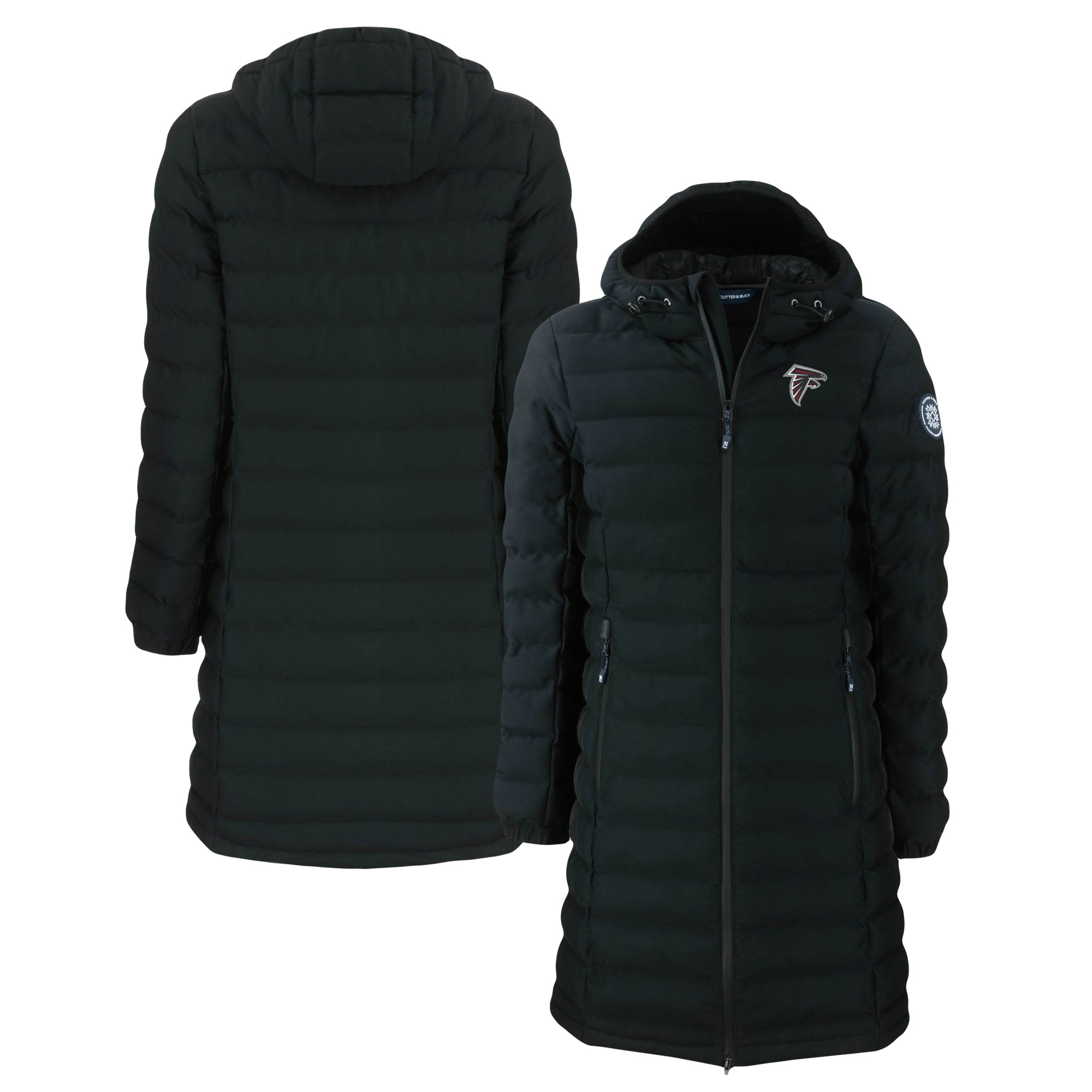 Women's Cutter & Buck Black Atlanta Falcons Mission Ridge Repreve Eco Insulated Long Full-Zip Puffer Jacket