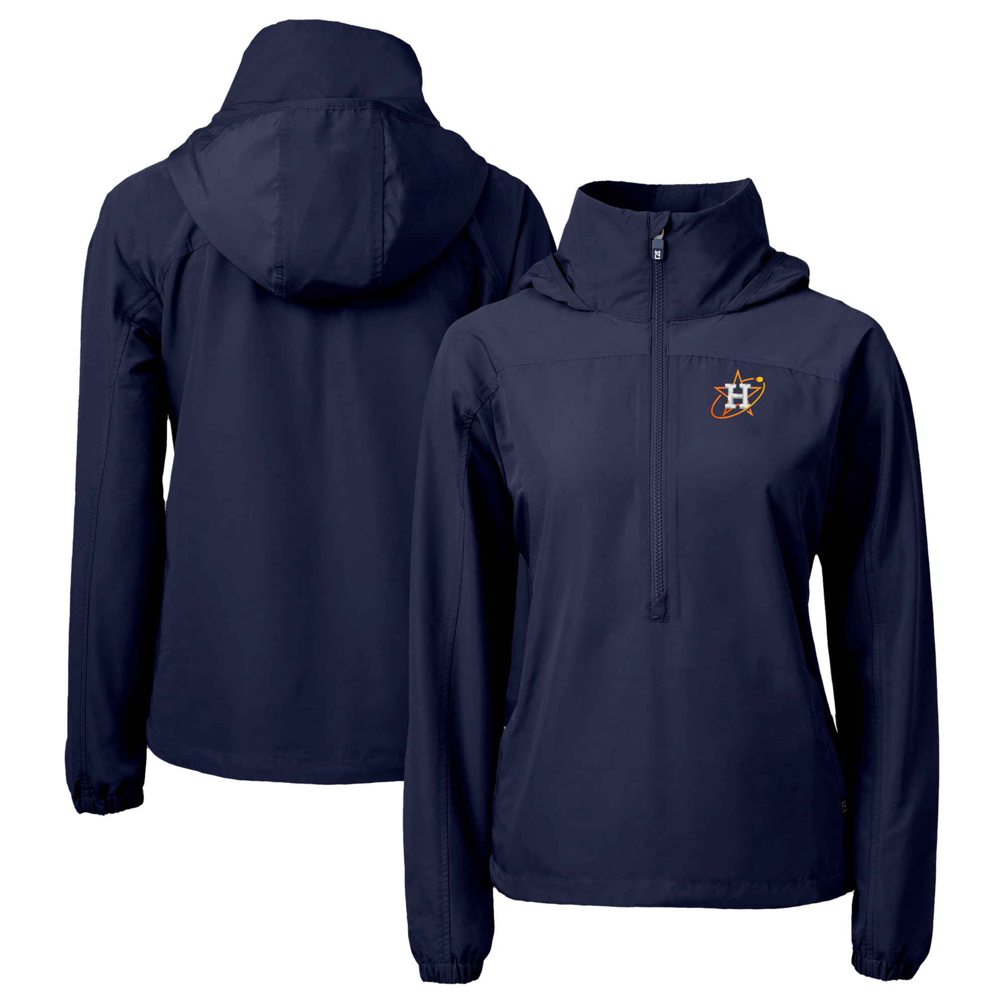 Women's Cutter & Buck Navy Houston Astros City Connect Charter Eco Recycled Half-Zip Anorak Jacket