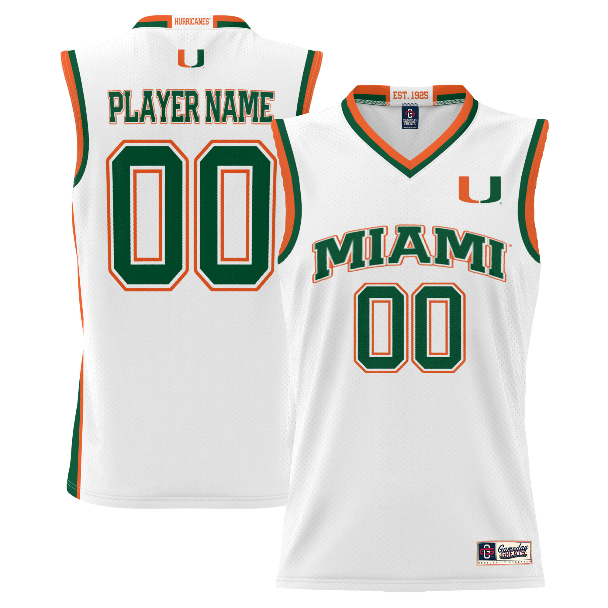 Men's GameDay Greats White Miami Hurricanes NIL Pick-A-Player Lightweight Basketball Jersey - Image 8
