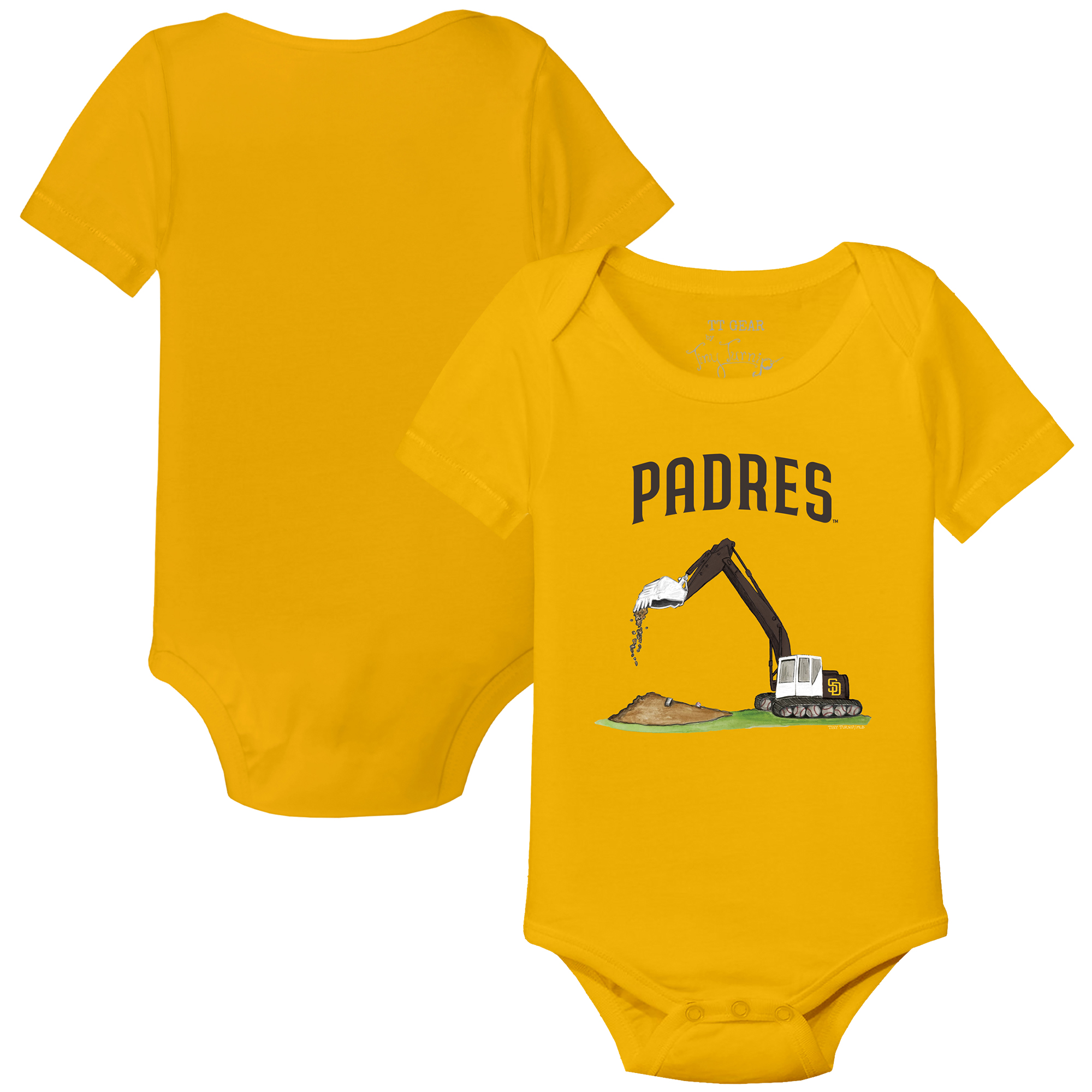 Infant Tiny Turnip Gold San Diego Padres Excavator Bodysuit