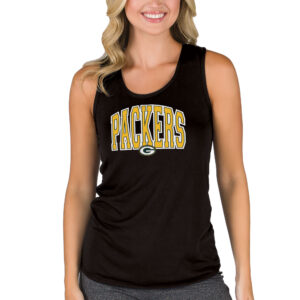 Women's Concepts Sport  Black Green Bay Packers Marathon Racer Back Tank Top