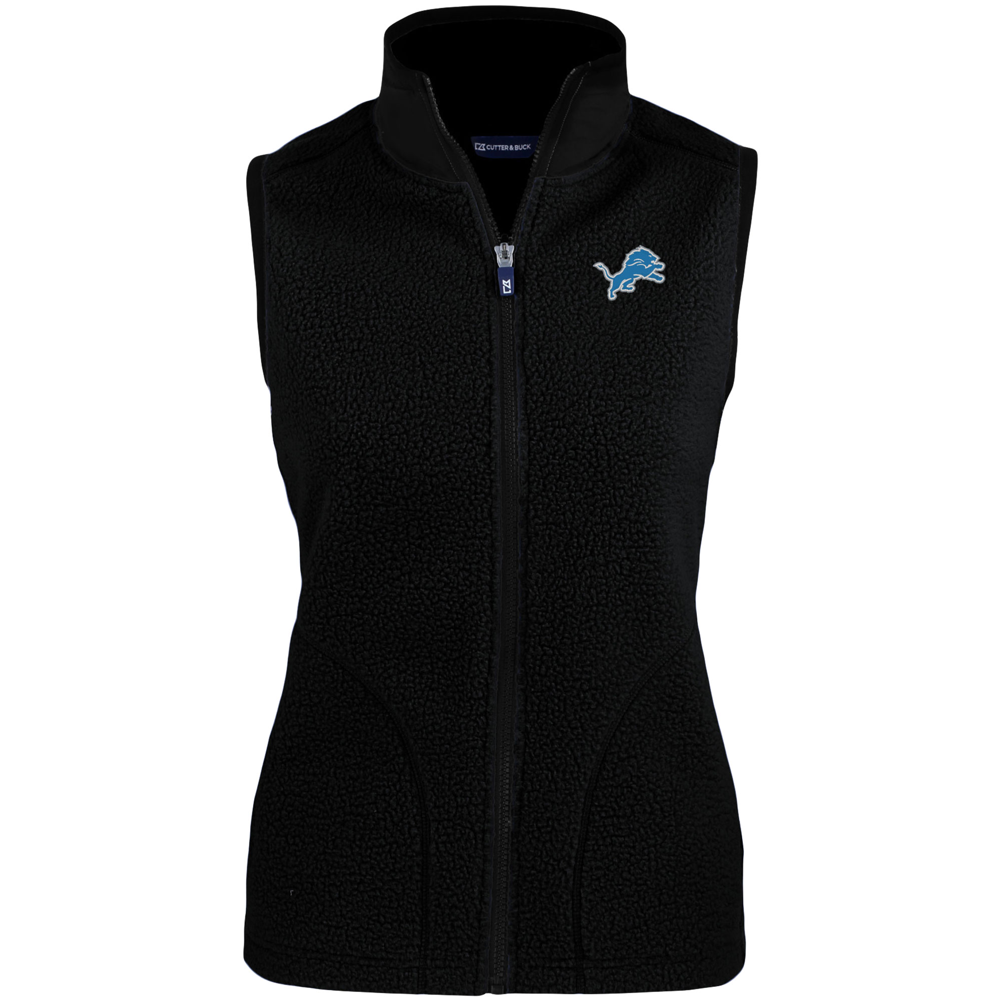 Women's Cutter & Buck Black Detroit Lions Primary Mark Cascade Eco Sherpa Fleece Vest - Image 3