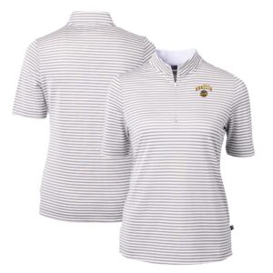 Women's Cutter & Buck Gray Seattle Mariners City Connect Virtue Eco Pique Stripe Recycled Polo