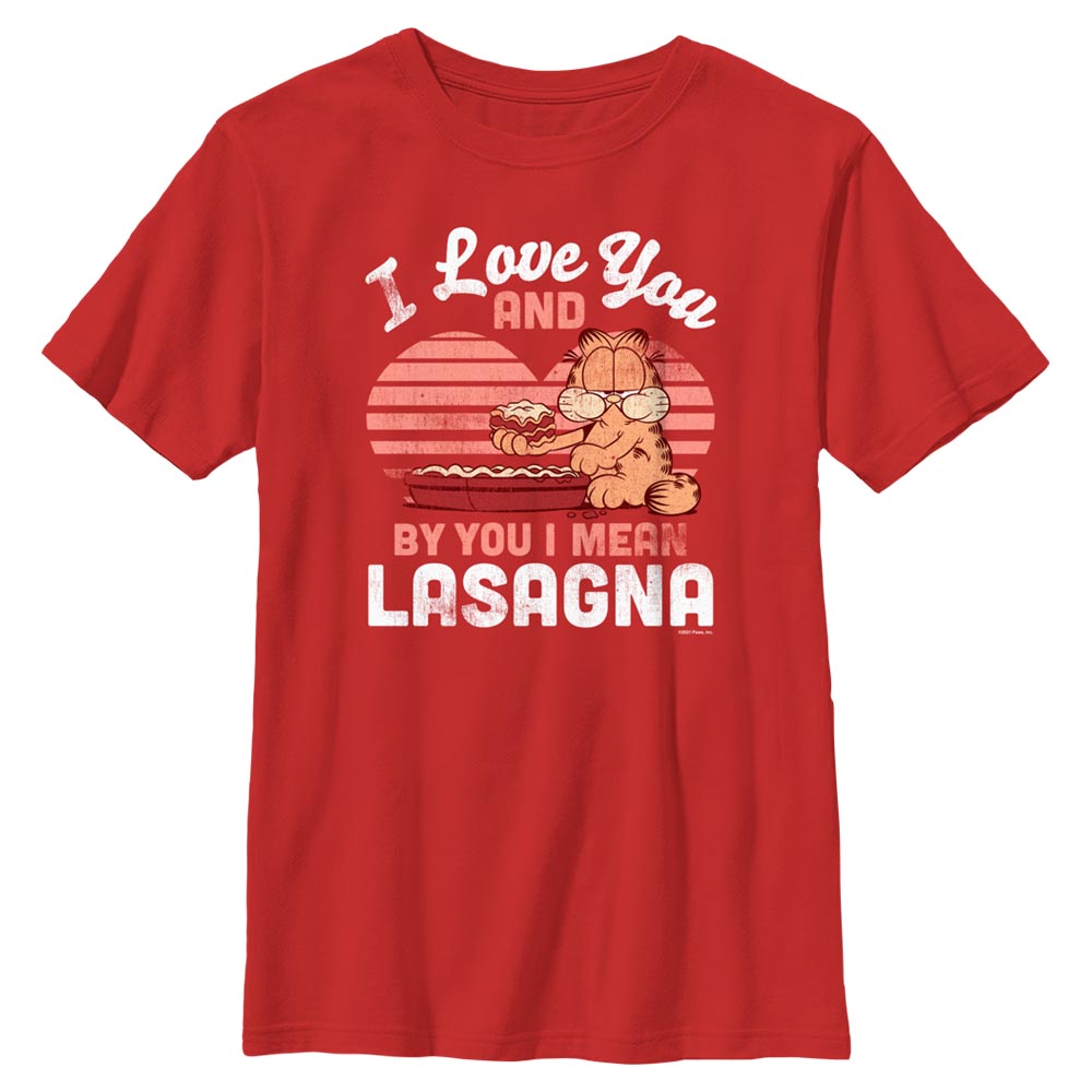 Youth Mad Engine Red Garfield Valentine's Day T-Shirt