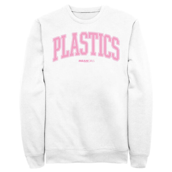 Men's Mad Engine White Mean Girls Collegiate Plastics Graphic Fleece Sweatshirt