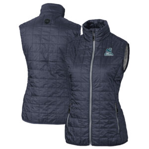 Women's Cutter & Buck Anthracite Citadel Bulldogs Vault Rainier PrimaLoft Eco Insulated Full-Zip Puffer Vest