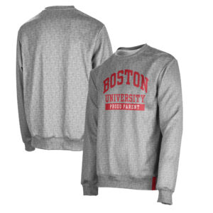 Men's ProSphere Gray Boston University Proud Parent Crewneck Pullover Sweatshirt