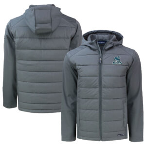 Men's Cutter & Buck  Gray Citadel Bulldogs Vault Evoke Hybrid Eco Softshell Recycled Full-Zip Hooded Jacket