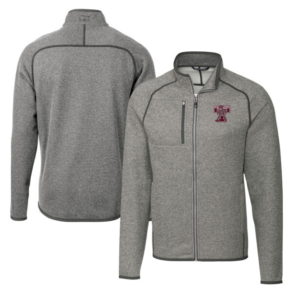 Men's Antigua Heathered Charcoal San Diego Seals Fortune Half-Zip Pullover Jacket - Image 2