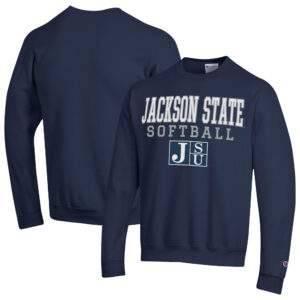 Men's Champion  Navy Jackson State Tigers Stack Logo Softball Powerblend Pullover Sweatshirt