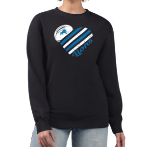 Women's G-III 4Her by Carl Banks  Black Detroit Lions Heart Graphic Fleece Pullover Sweatshirt
