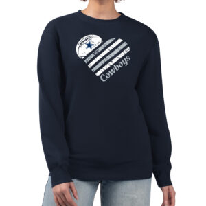 Women's G-III 4Her by Carl Banks  Navy Dallas Cowboys Heart Graphic Fleece Pullover Sweatshirt