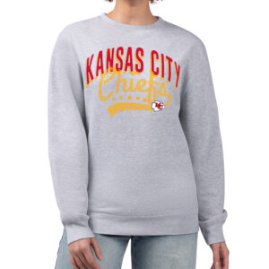 Women's G-III 4Her by Carl Banks  Heather Gray Kansas City Chiefs Filigree Logo Graphic Fleece Pullover Sweatshirt