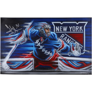 Henrik Lundqvist New York Rangers Autographed Stretched 30" x 48" Original Canvas Artwork - Art by Eric Sevigny - #1 of Limited Edition 1