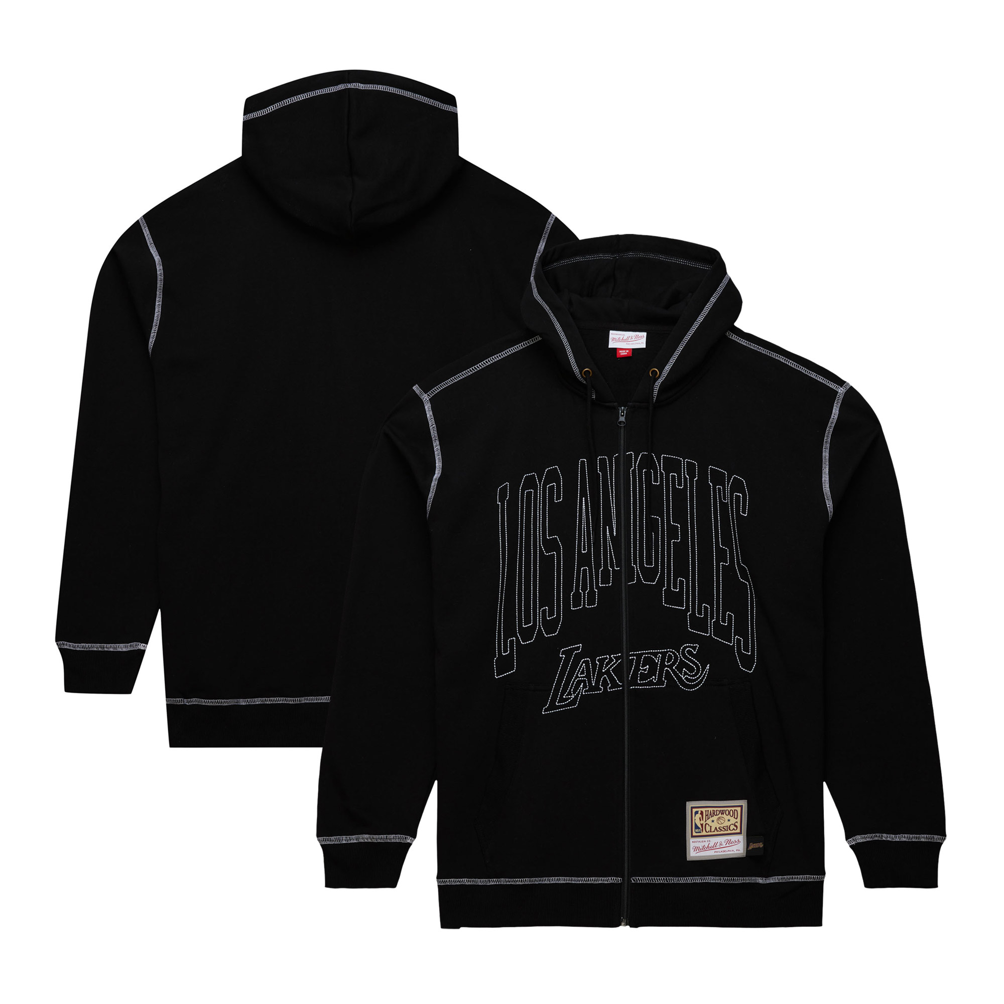Men's Mitchell & Ness Black Los Angeles Lakers Hardwood Classics Contrast 2K Fleece Full-Zip Hoodie - Image 9