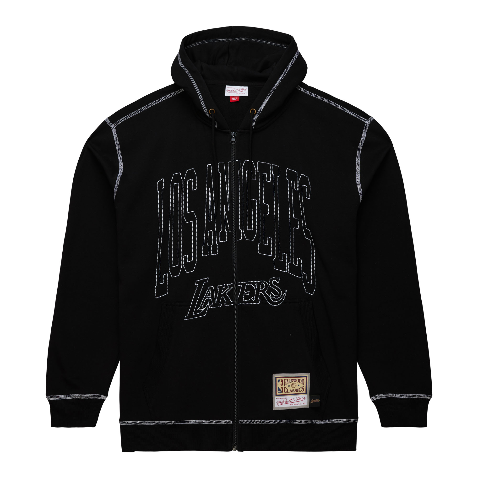 Men's Mitchell & Ness Black Los Angeles Lakers Hardwood Classics Contrast 2K Fleece Full-Zip Hoodie - Image 10