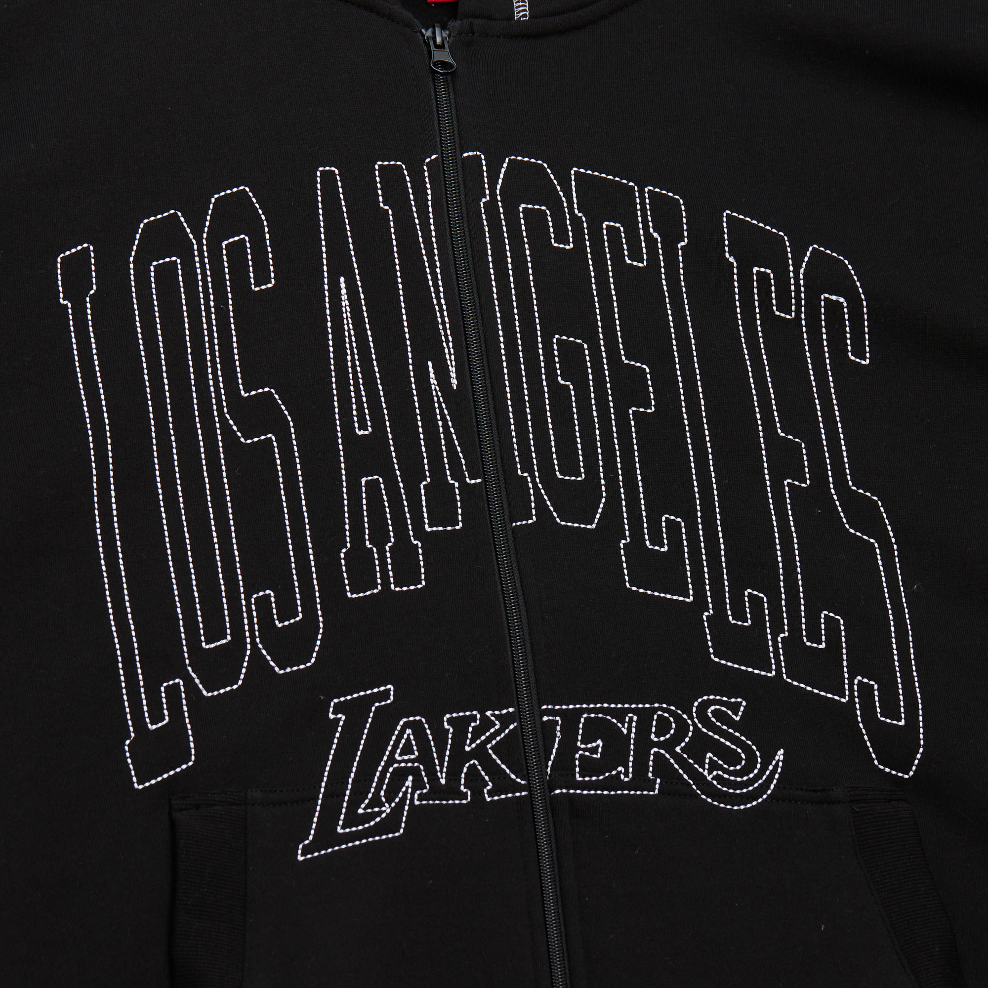 Men's Mitchell & Ness Black Los Angeles Lakers Hardwood Classics Contrast 2K Fleece Full-Zip Hoodie - Image 5