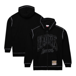 Men's Mitchell & Ness  Black Los Angeles Lakers Hardwood Classics Contrast 2K Fleece Full-Zip Hoodie