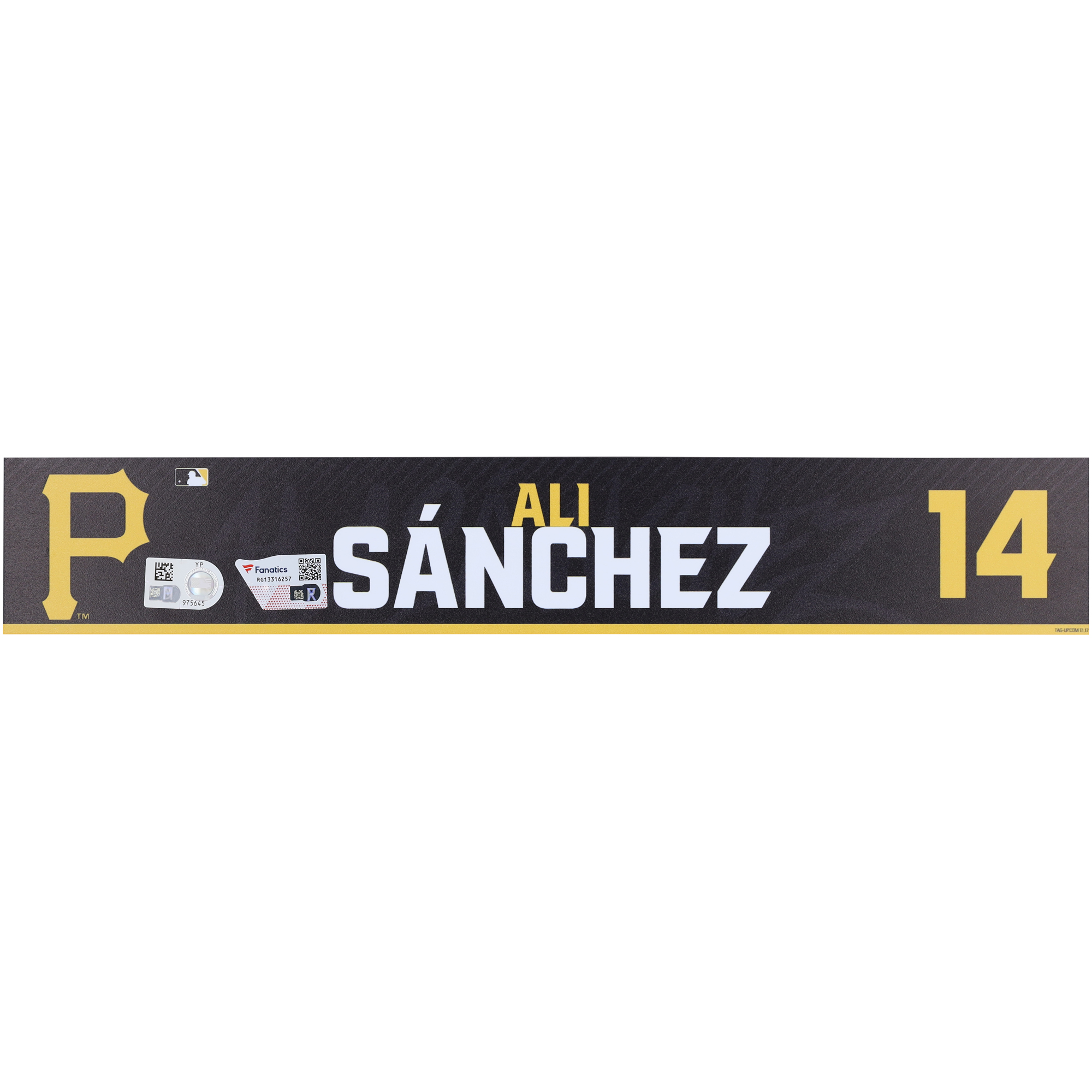 Ali Sánchez Pittsburgh Pirates Player-Issued #14 Black Nameplate from 2024 MLB Spring Training