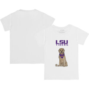 Youth Tiny Turnip White LSU Tigers Golden Retriever T-Shirt