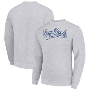 Men's Starter Heather Gray New York Giants Tailsweep Team Graphic Tri-Blend Fleece Pullover Sweatshirt
