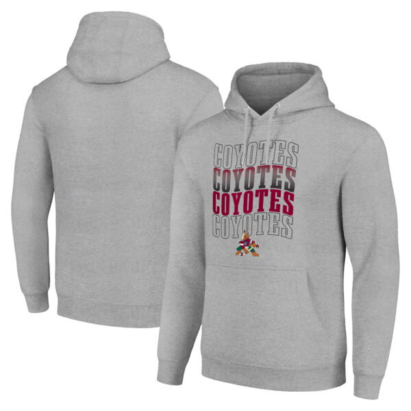Men's Starter Heather Gray Arizona Coyotes Four Team Name Logo Fleece Pullover Hoodie - Image 5