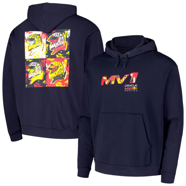 Unisex Max Verstappen Navy Red Bull Racing Pop Art Oversized Pullover Hoodie - Image 2