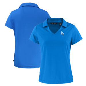 Women's Cutter & Buck Royal Los Angeles Dodgers Daybreak Eco Recycled V-Neck Polo