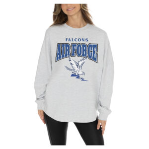 Women's Gameday Couture  Ash Air Force Falcons Relaxed Fit French Terry Pullover Sweatshirt