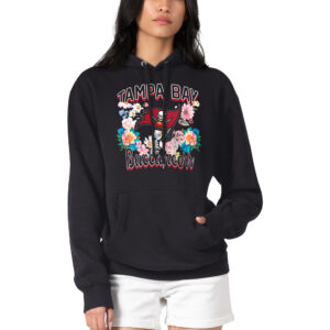 Women's G-III 4Her by Carl Banks Black Tampa Bay Buccaneers Flowers Team Logo Graphic Fleece Pullover Hoodie