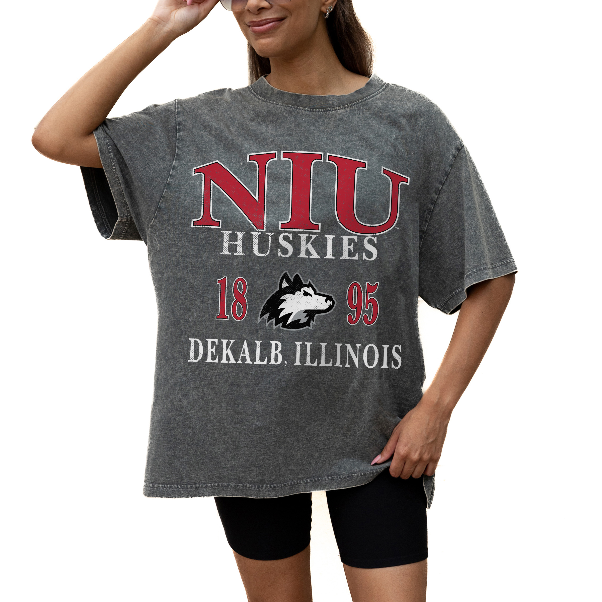 Women's Gameday Couture Grey Northern Illinois Huskies Oversized Snow Wash T-Shirt
