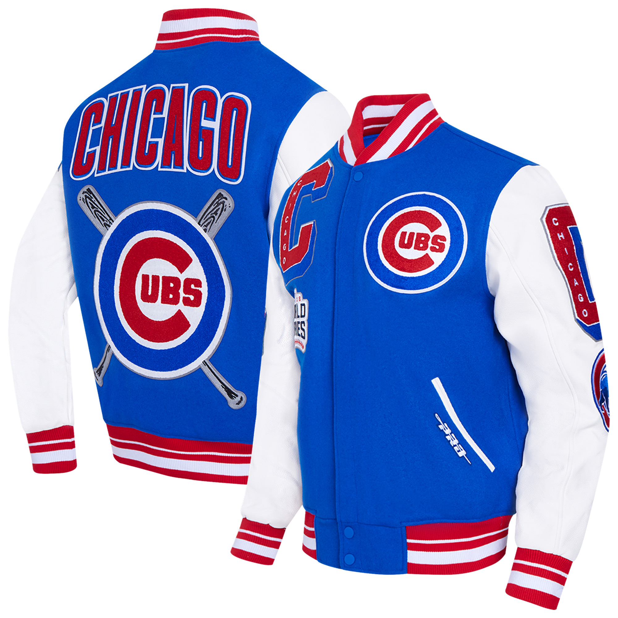 Men's Pro Standard Royal Chicago Cubs Mash Up Full-Zip Varsity Jacket
