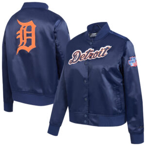 Women's Pro Standard Navy Detroit Tigers Classic Satin Full-Snap Jacket