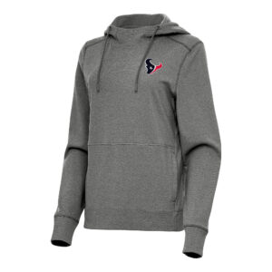 Women's Antigua  Heather Black Houston Texans Justice Pullover Hoodie