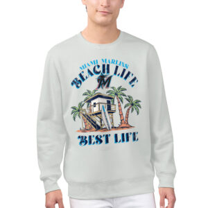 Men's Margaritaville Silver Miami Marlins Beach Hut Graphic Pullover Sweatshirt