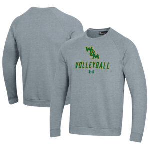 Men's Under Armour Gray William & Mary Tribe Volleyball Rival Fleece Raglan Pullover Sweatshirt