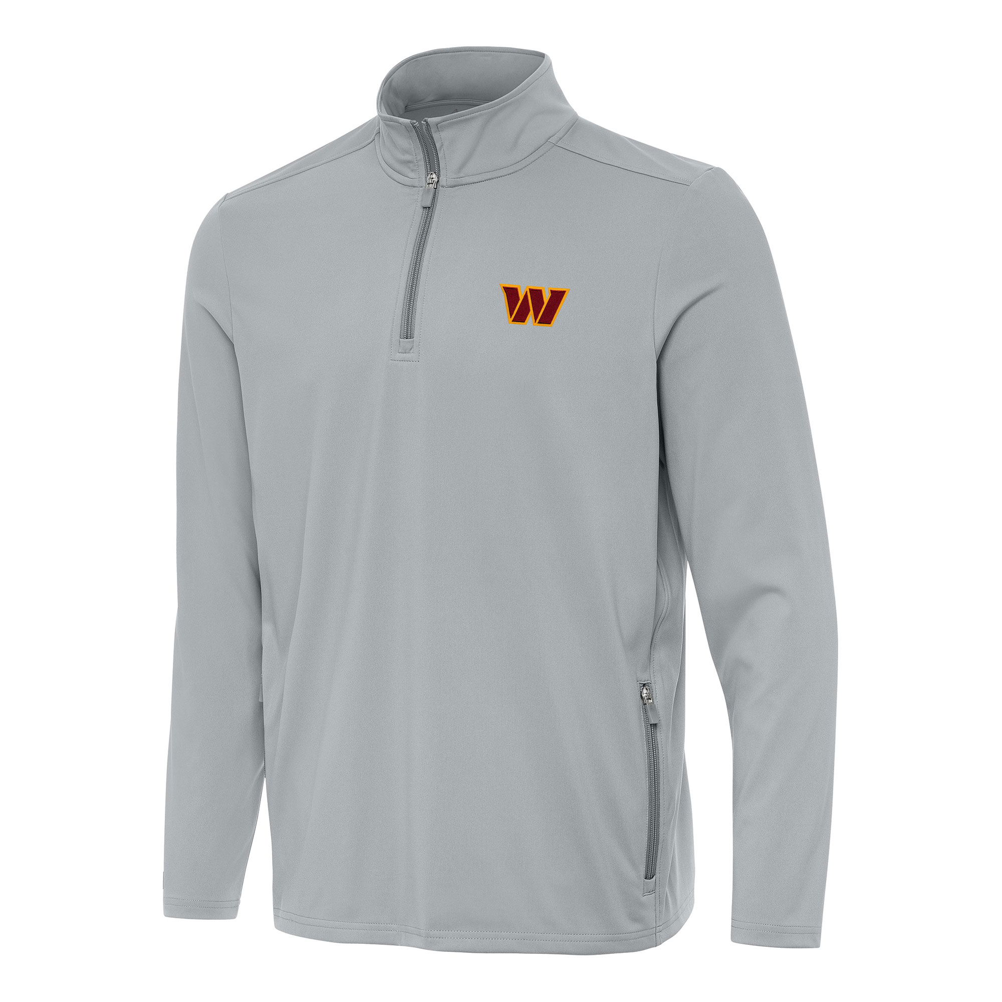 Men's Antigua Gray Washington Commanders Perilous Quarter-Zip Pullover Top