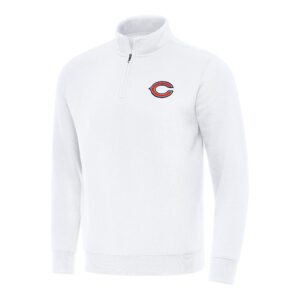 Men's Antigua White Chicago Bears Victory Quarter-Zip Pullover Top