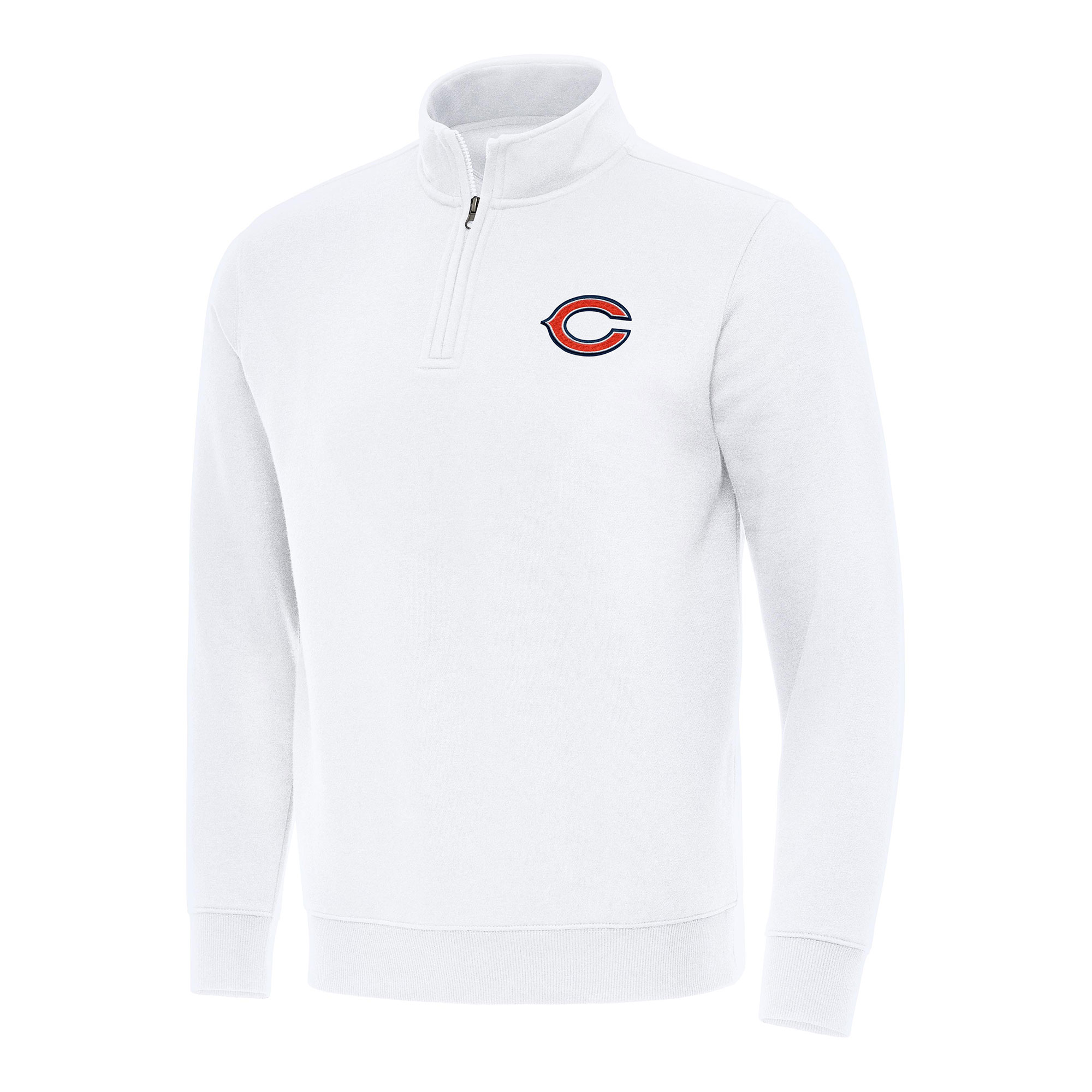 Men's Antigua White Chicago Bears Victory Quarter-Zip Pullover Top