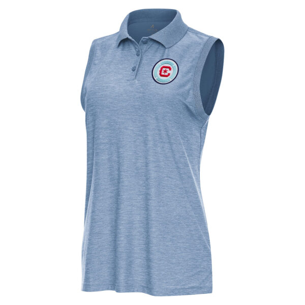 Women's Antigua Heather Light Blue Chicago Fire Recap Sleeveless Polo