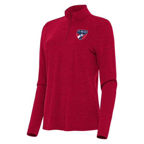Women's Antigua Heather Red FC Dallas Bright Quarter-Zip Top