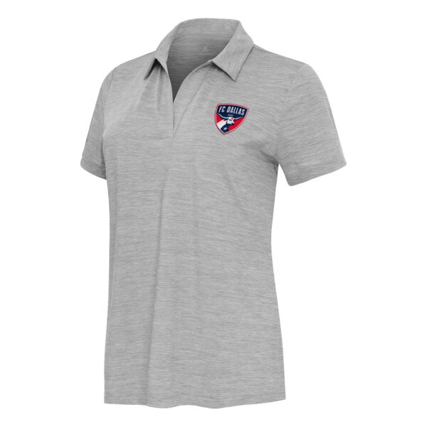Women's Antigua Heather Gray FC Dallas Layout V-Neck Polo