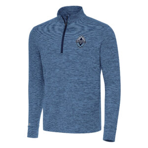 Men's Antigua Heather Navy/Blue Vancouver Whitecaps FC Cause Quarter-Zip Top