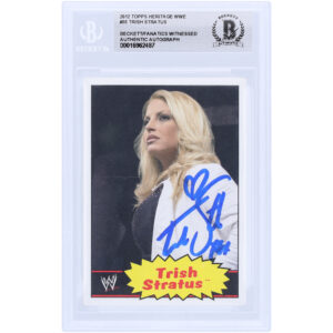 Trish Stratus WWE Autographed 2012 Topps Hertiage #55 Beckett Fanatics Witnessed Authenticated Card