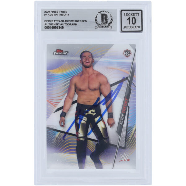 Austin Theory WWE Autographed 2020 Topps Finest #7 Beckett Fanatics Witnessed Authenticated 10 Rookie Card