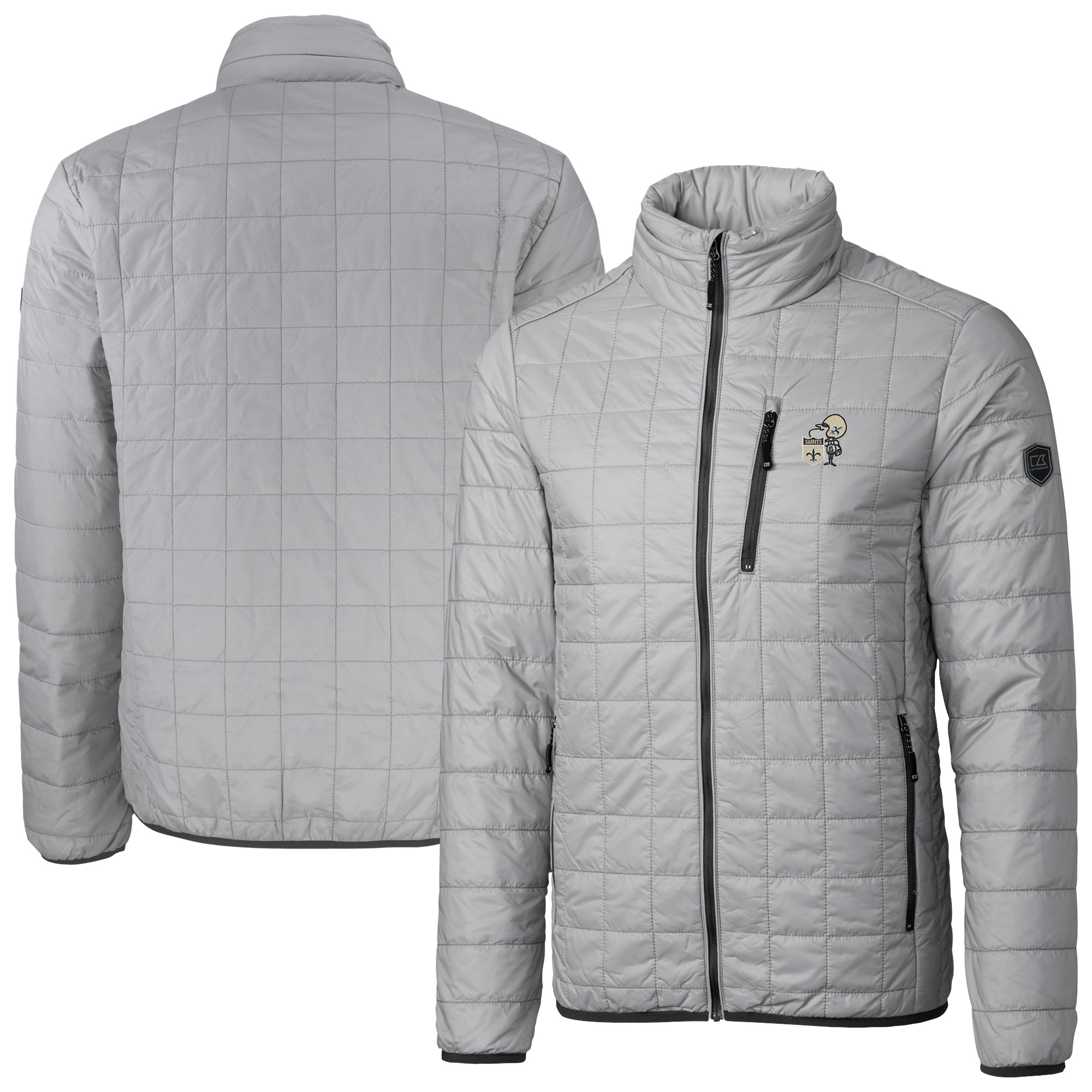 Men's Cutter & Buck Gray New Orleans Saints Big & Tall Rainier PrimaLoft Eco Insulated Full-Zip Puffer Jacket