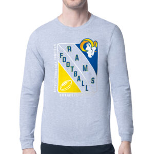 Men's Starter Heather Gray Los Angeles Rams Shield Logo Long Sleeve T-Shirt