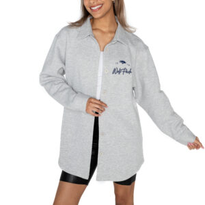 Women's Gameday Couture Ash Nevada Wolf Pack Foundation Full-Button Long Sleeve Overshirt