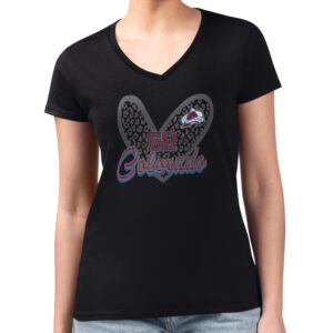 Women's G-III 4Her by Carl Banks Black Colorado Avalanche Animal Print Heart Fitted V-Neck T-Shirt