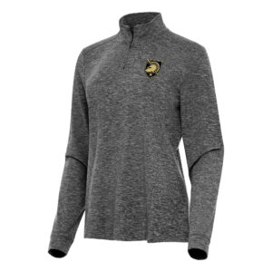 Women's Antigua  Heather Black Army Black Knights Mentor Long Sleeve Quarter-Zip Mock Polo